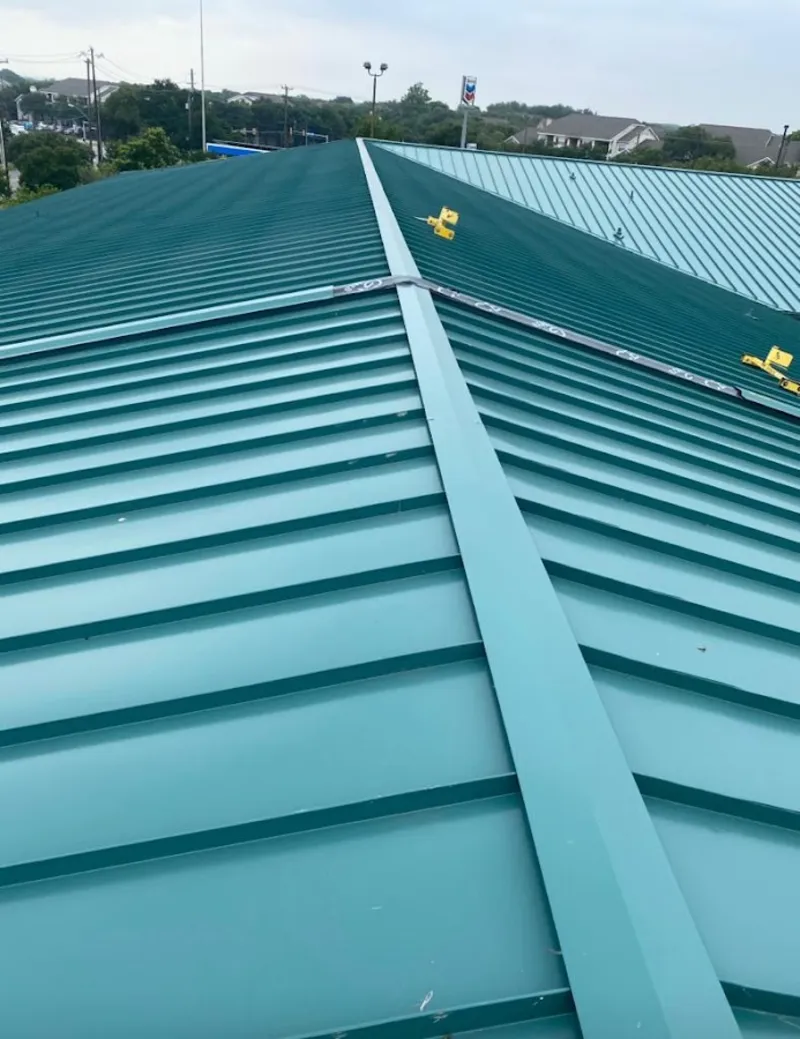 Green commercial metal roof ridge and valley for Metal Roof Repair in Twentynine Palms
